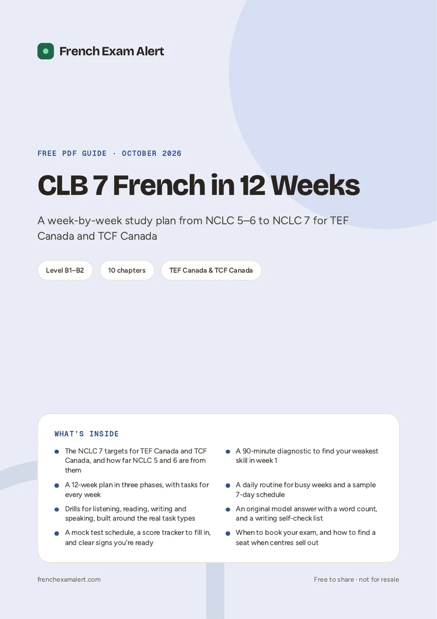 Cover of the free PDF: CLB 7 French in 12 Weeks