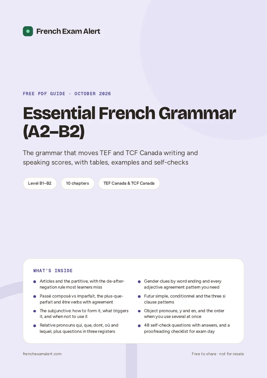 Cover of the free PDF: Essential French Grammar (A2–B2)